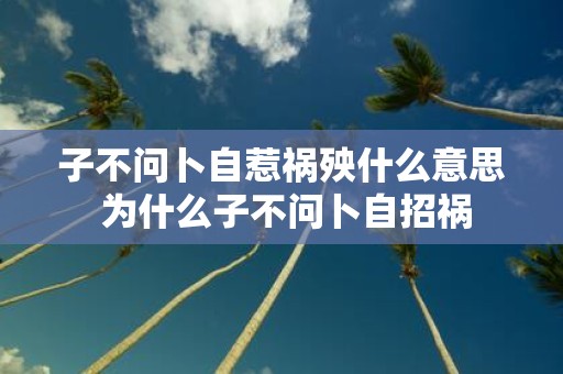 子不问卜自惹祸殃什么意思 为什么子不问卜自招祸