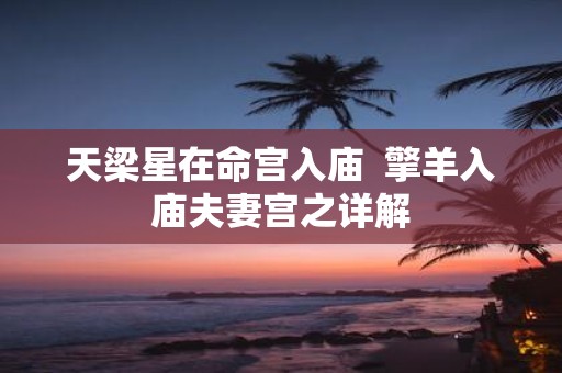 天梁星在命宫入庙 擎羊入庙夫妻宫之详解
