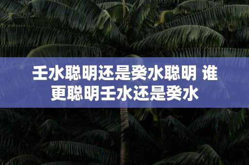 壬水聪明还是癸水聪明 谁更聪明壬水还是癸水