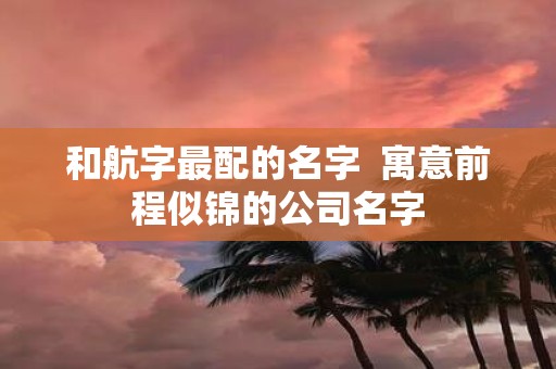 和航字最配的名字 寓意前程似锦的公司名字