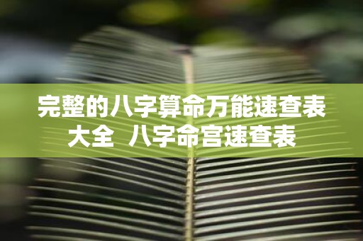 完整的八字算命万能速查表大全 八字命宫速查表
