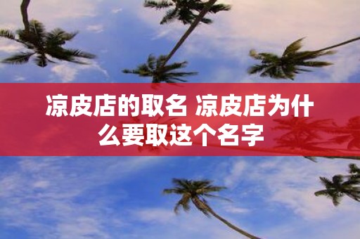 凉皮店的取名 凉皮店为什么要取这个名字