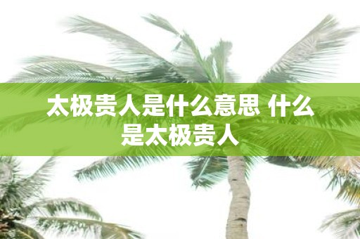 太极贵人是什么意思 什么是太极贵人