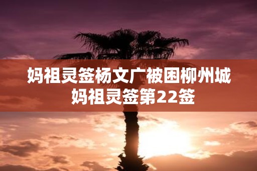 妈祖灵签杨文广被困柳州城 妈祖灵签第22签