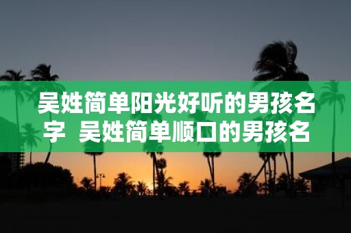 吴姓简单阳光好听的男孩名字 吴姓简单顺口的男孩名字