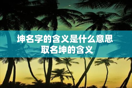 坤名字的含义是什么意思 取名坤的含义