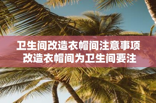卫生间改造衣帽间注意事项 改造衣帽间为卫生间要注意什么
