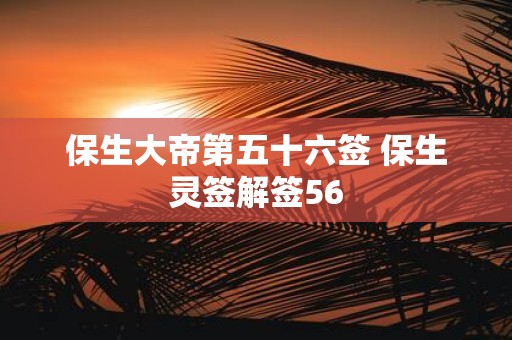 保生大帝第五十六签 保生灵签解签56