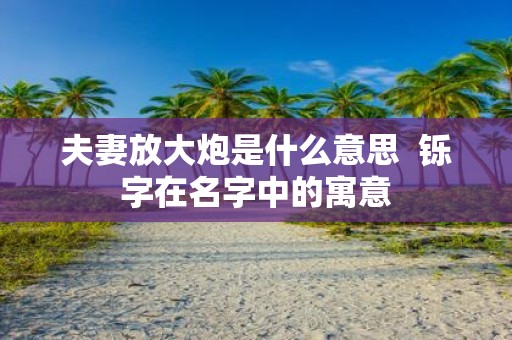 夫妻放大炮是什么意思 铄字在名字中的寓意