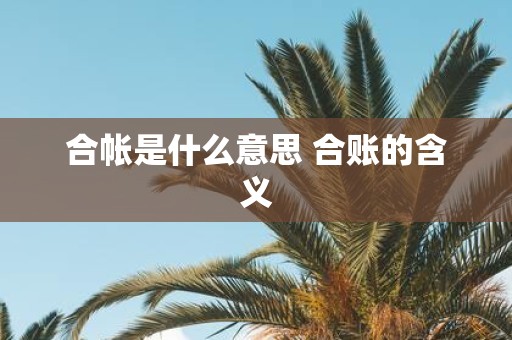 合帐是什么意思 合账的含义