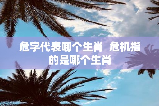 危字代表哪个生肖 危机指的是哪个生肖