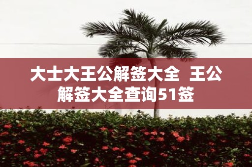 大士大王公解签大全 王公解签大全查询51签
