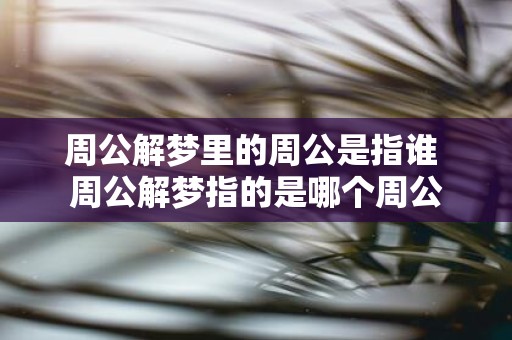周公解梦里的周公是指谁 周公解梦指的是哪个周公