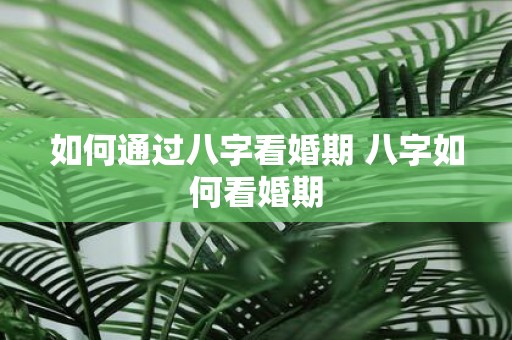 如何通过八字看婚期 八字如何看婚期