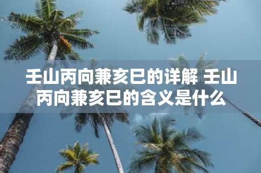 壬山丙向兼亥巳的详解 壬山丙向兼亥巳的含义是什么
