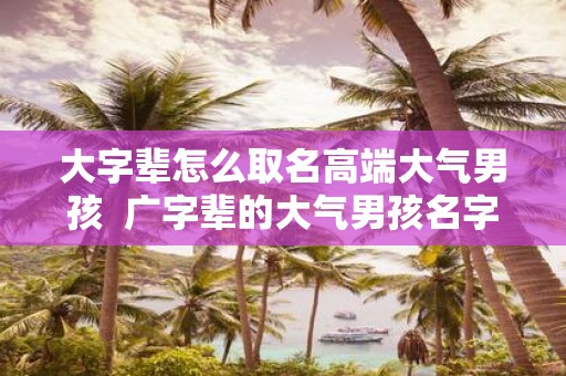 大字辈怎么取名高端大气男孩 广字辈的大气男孩名字