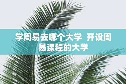 学周易去哪个大学 开设周易课程的大学