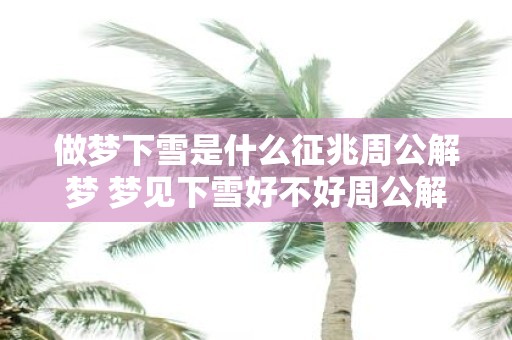 做梦下雪是什么征兆周公解梦 梦见下雪好不好周公解梦