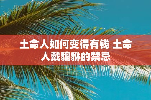 土命人如何变得有钱 土命人戴貔貅的禁忌