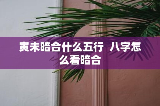 寅未暗合什么五行 八字怎么看暗合