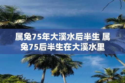 属兔75年大溪水后半生 属兔75后半生在大溪水里