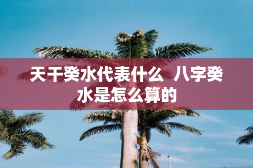 天干癸水代表什么 八字癸水是怎么算的