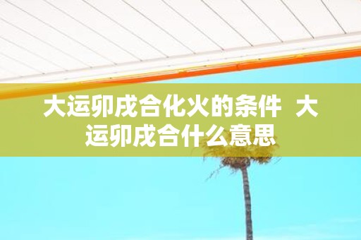 大运卯戌合化火的条件 大运卯戌合什么意思