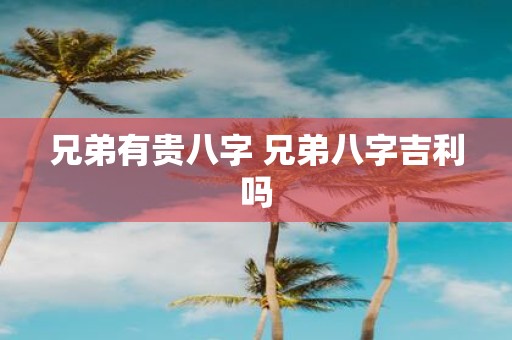 兄弟有贵八字 兄弟八字吉利吗