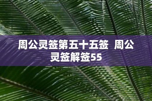 周公灵签第五十五签 周公灵签解签55