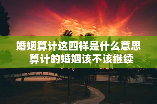婚姻算计这四样是什么意思 算计的婚姻该不该继续