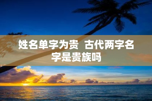 姓名单字为贵 古代两字名字是贵族吗