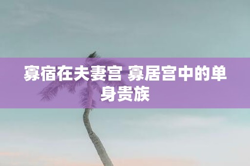 寡宿在夫妻宫 寡居宫中的单身贵族