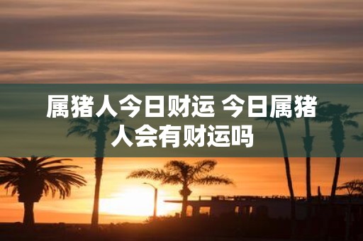 属猪人今日财运 今日属猪人会有财运吗