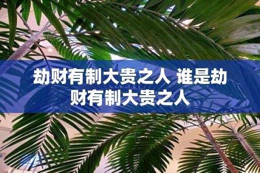 劫财有制大贵之人 谁是劫财有制大贵之人
