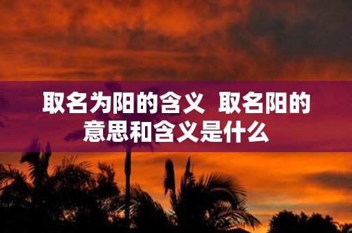 取名为阳的含义 取名阳的意思和含义是什么