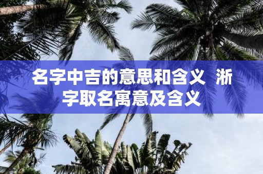 名字中吉的意思和含义 淅字取名寓意及含义