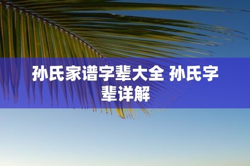 孙氏家谱字辈大全 孙氏字辈详解