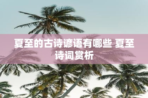 夏至的古诗谚语有哪些 夏至诗词赏析