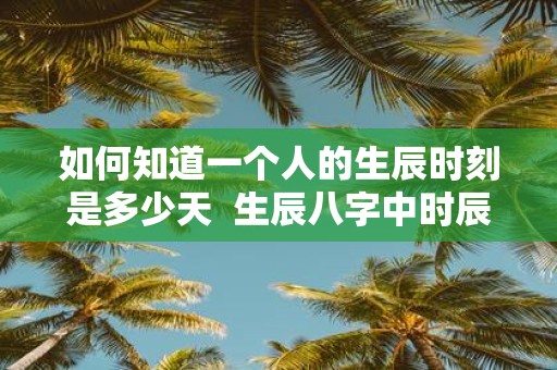 如何知道一个人的生辰时刻是多少天 生辰八字中时辰的算法