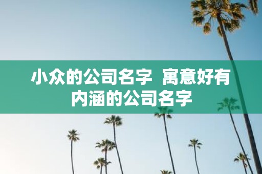 小众的公司名字 寓意好有内涵的公司名字