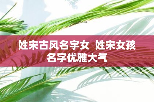 姓宋古风名字女 姓宋女孩名字优雅大气