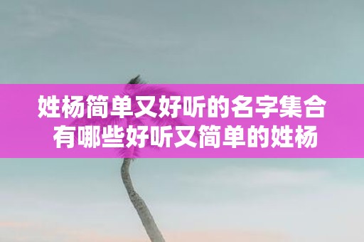 姓杨简单又好听的名字集合 有哪些好听又简单的姓杨的名字
