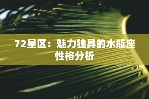 72星区：魅力独具的水瓶座性格分析