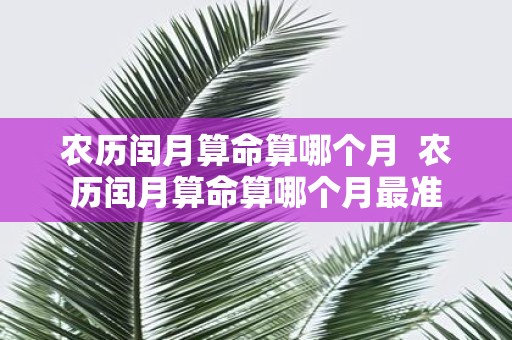 农历闰月算命算哪个月 农历闰月算命算哪个月最准