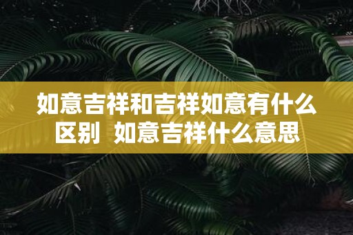 如意吉祥和吉祥如意有什么区别 如意吉祥什么意思