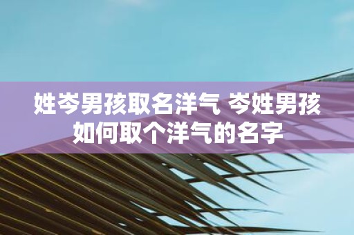 姓岑男孩取名洋气 岑姓男孩如何取个洋气的名字