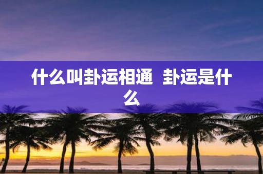 什么叫卦运相通 卦运是什么