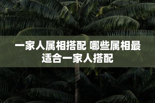 一家人属相搭配 哪些属相最适合一家人搭配