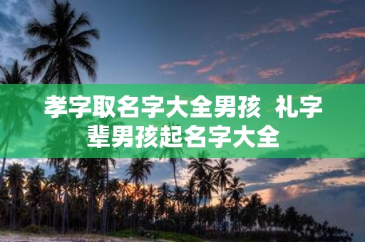孝字取名字大全男孩 礼字辈男孩起名字大全