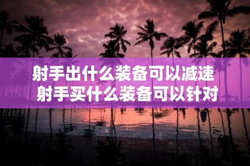 射手出什么装备可以减速 射手买什么装备可以针对高物理防御